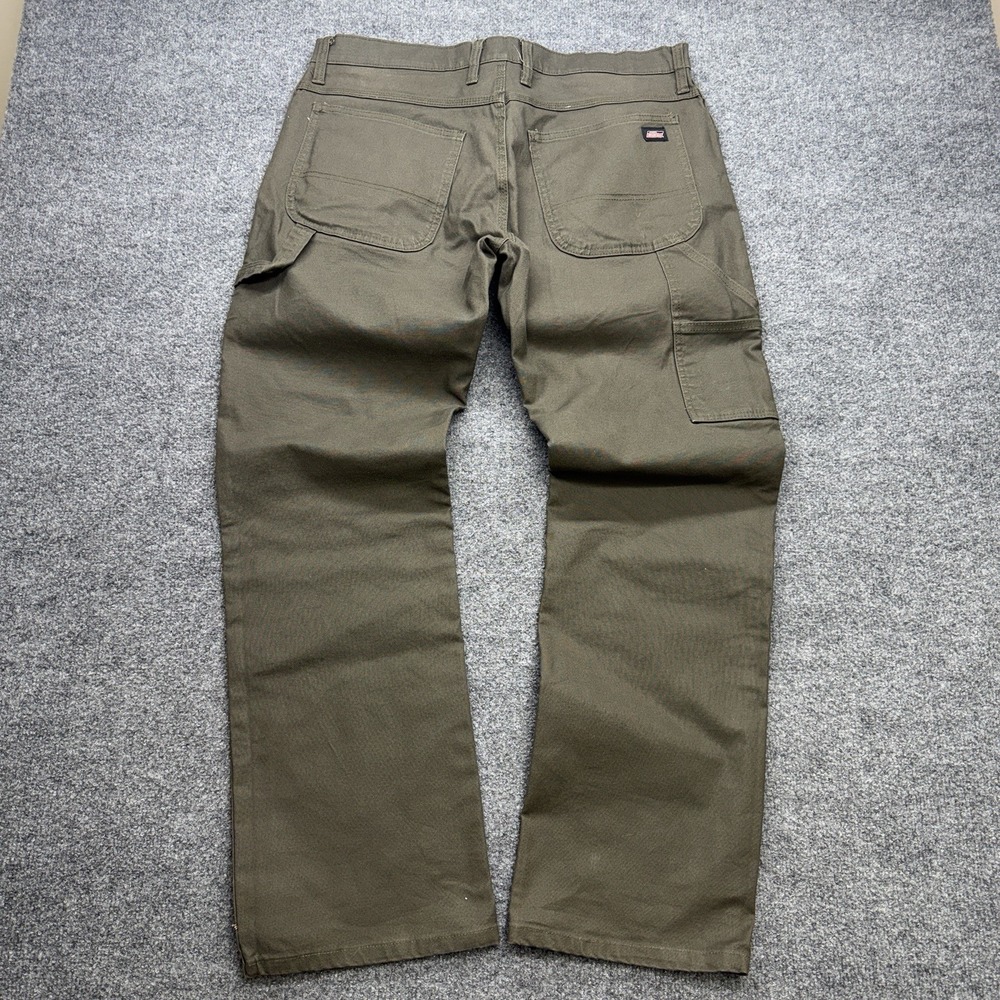 Dickies Carpenter Pants Men's Olive Green Vintage Y2K Workwear Distressed 34x32 - Picture 5 of 6